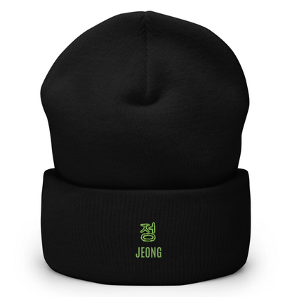 Cuffed Beanie — Black / Green