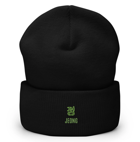 Cuffed Beanie — Black / Green