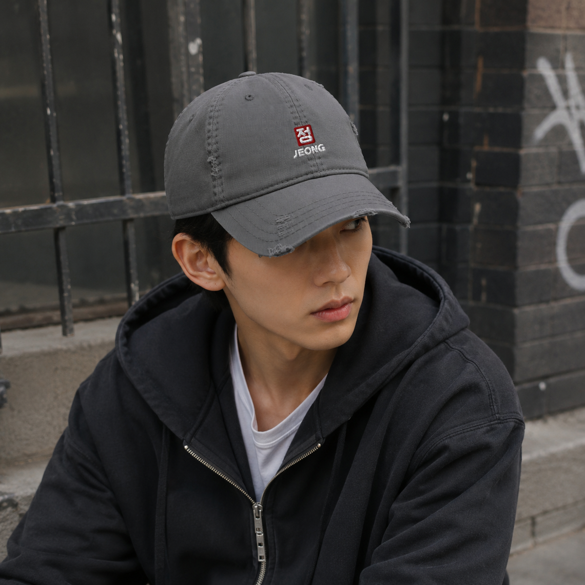 Distressed Dad Cap — Grey